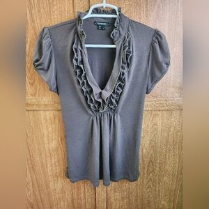 My Michelle Chocolate Ruffle Blouse